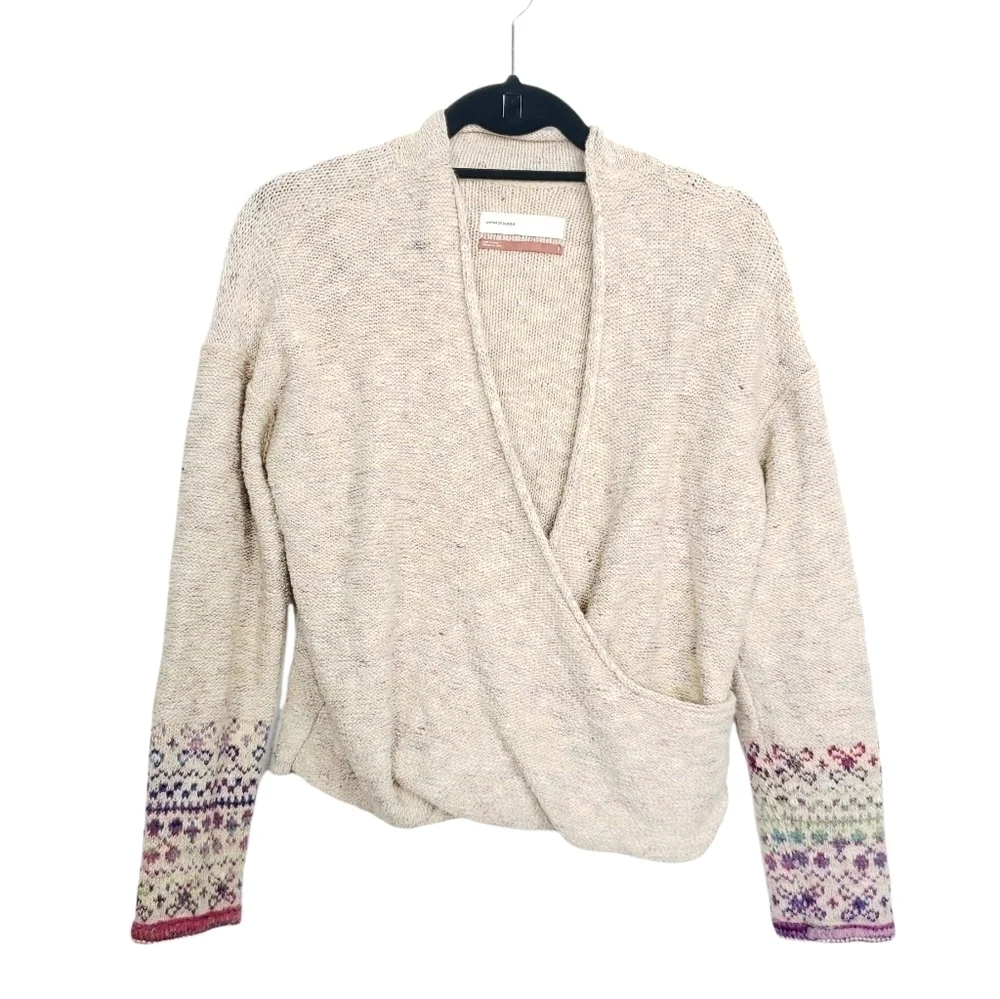 Anthropologie pilcro drew surplus faux wrap front sweater sz small